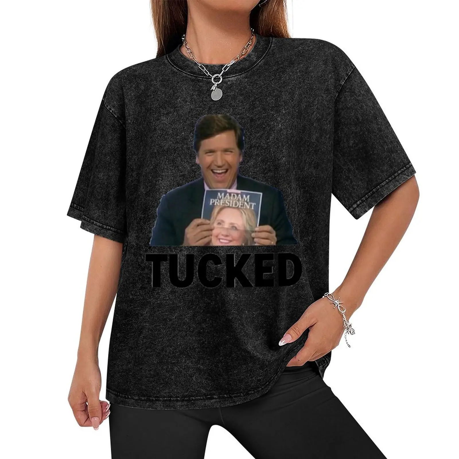 Tucker Carlson - Get Tucked, Madame President T-Shirt custom shirt basketball graphic tees for a boy mens cotton t shirts