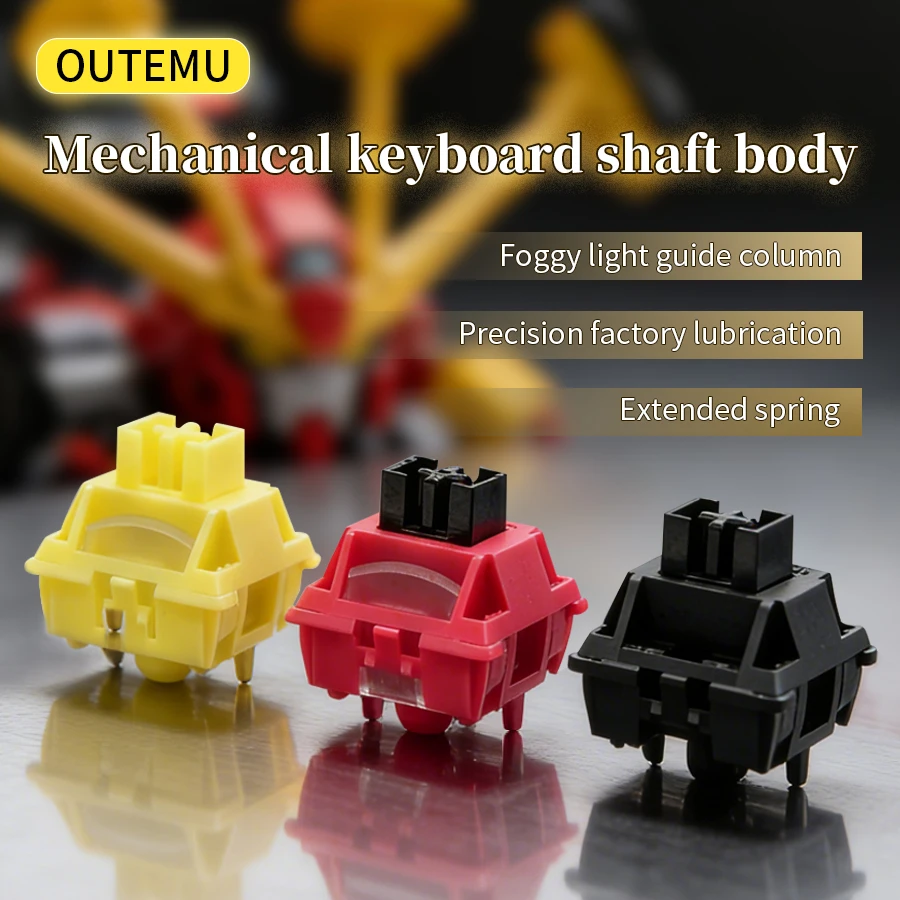 OUTEMU Mechanical Keyboard Switch Yellow/Black/Red Axis 5Pin Linear Tactile POM Prelubed RGB Light Guide Spring Hot Swap