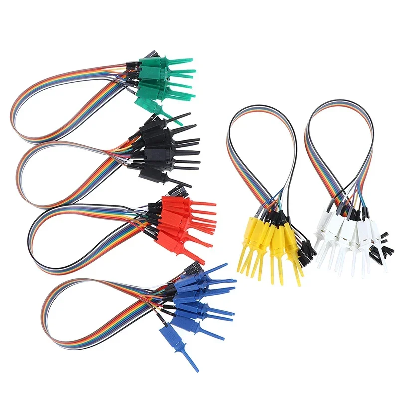 1Set 20CM Plastic Metal Logic Analyzer Cable Gripper Probe Test Lead 10-pin Hook Clamp Set For Chips Pins Connecting Testing