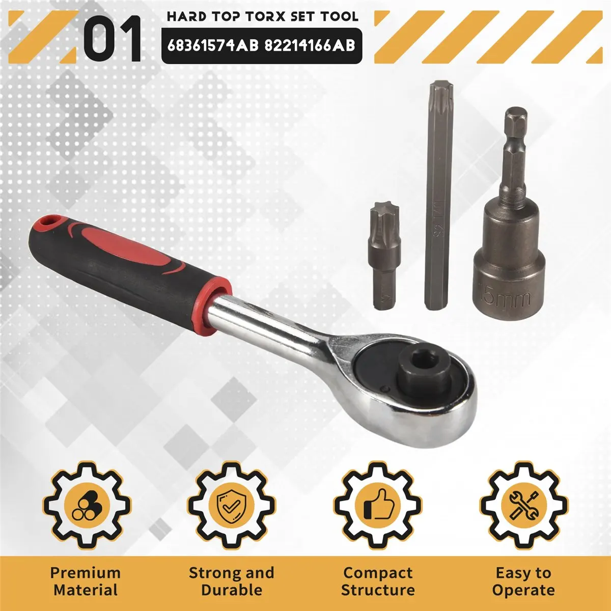 Super Sale 4Pcs Hard Top and Door Removal Torx Set Tool Kit Replace 68361574AB 82214166AB for 2007-2020 Jeep Wrangler JK JL Rubi