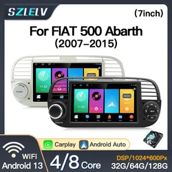 7'' Android 13 For Fiat 500 2007 - 2015 Car Radio Multimedia Video Player Navigation GPS DSP WIFI BT 4G Carplay Autoradio Stereo