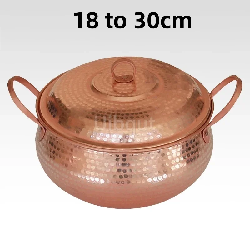 Casserole pure faite à la main en cuivre violet avec marmite à ragoût de cuisine épaisse avec couvercle, marmite à nouilles instantanées, marmite à soupe de grande capacité 1