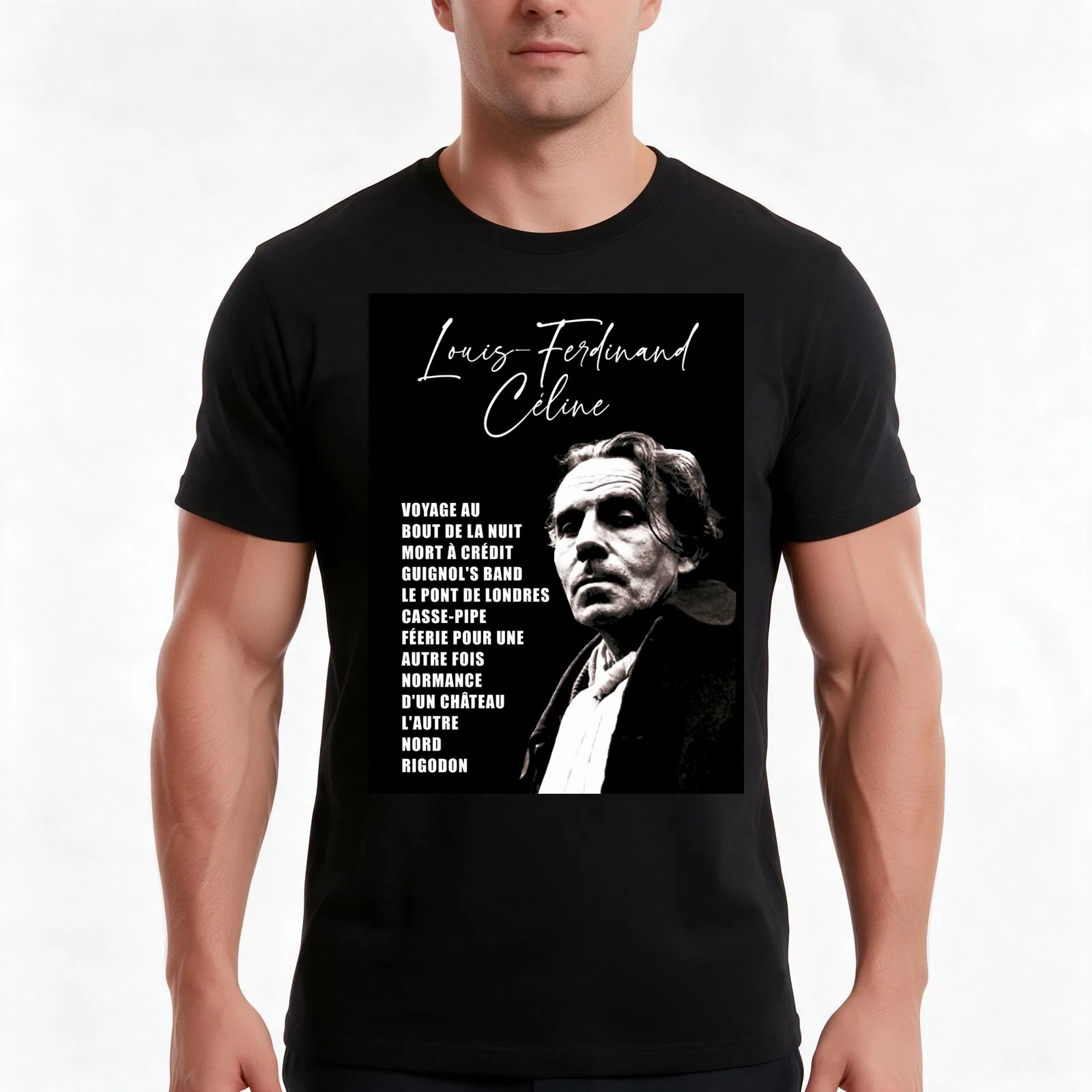 Louis-Ferdinand Céline, writer, novelist T-Shirt, Summer Casual Cotton Tee, Oversized Streetwear Tops, Vintage Graphic Print
