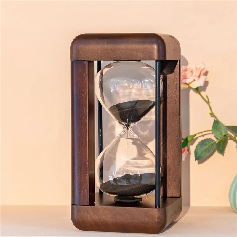 

【Hot Cake】Large Premium Walnut Hourglass,60 Minutes Sand Timers,Hour Glass With Sand Timer For Gift,Hourglass Decor For Desk