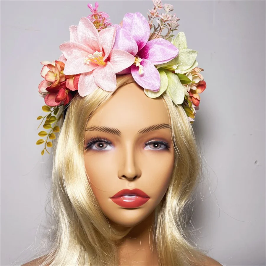 

Girls Boho Flowers Headwear Children Hair Bands Hair Accessories Bride Wreath Beach Garland New Fashion Women Wedding Headband
