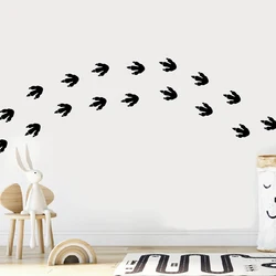 Black dinosaur footprints stickers kid's room kindergarten decoration self adhesive wall decal