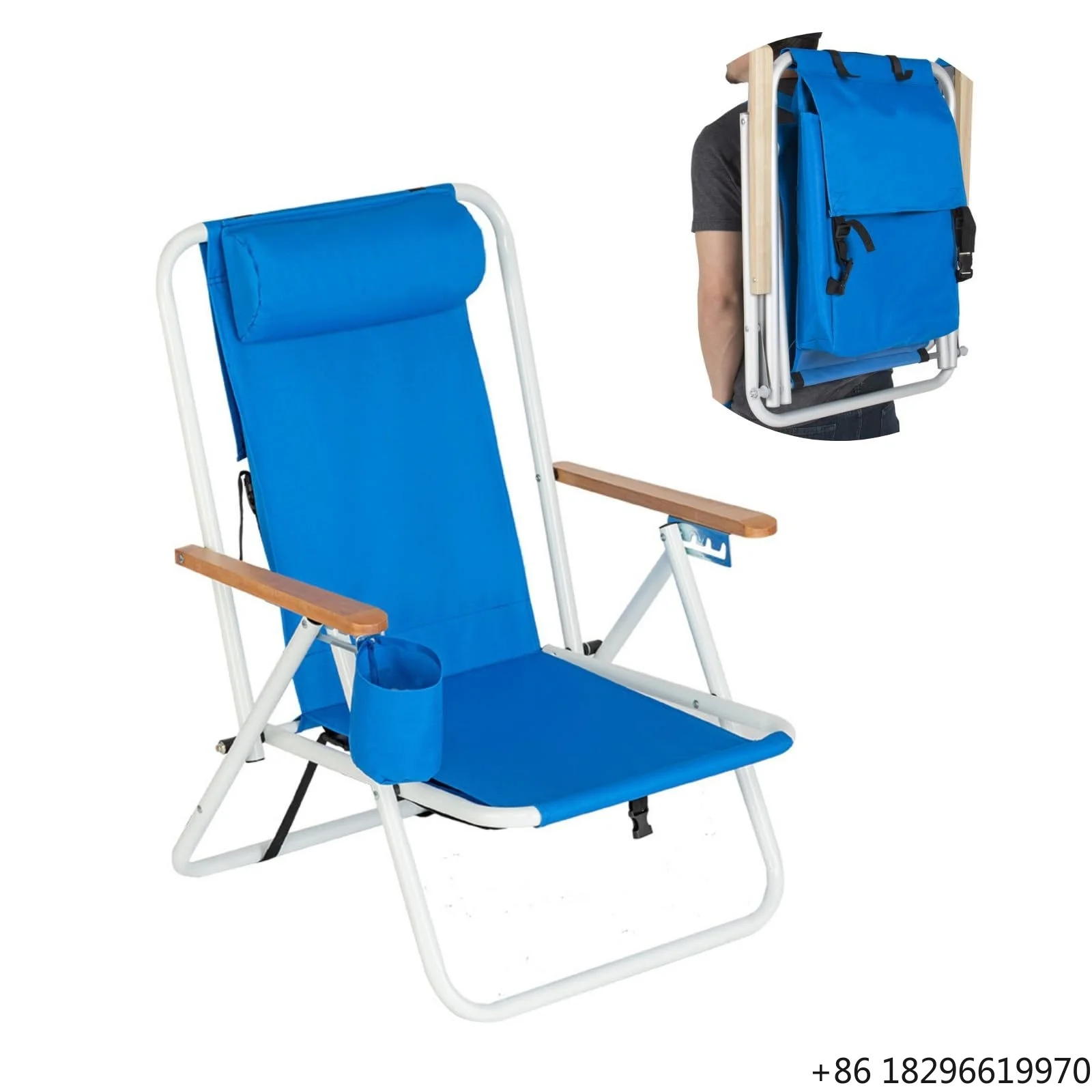 Portable Leisure Camping Outdoor Multi-Position Customizable High-Carbon Steel Adjustable-Headrest Folding Beach Chair Model