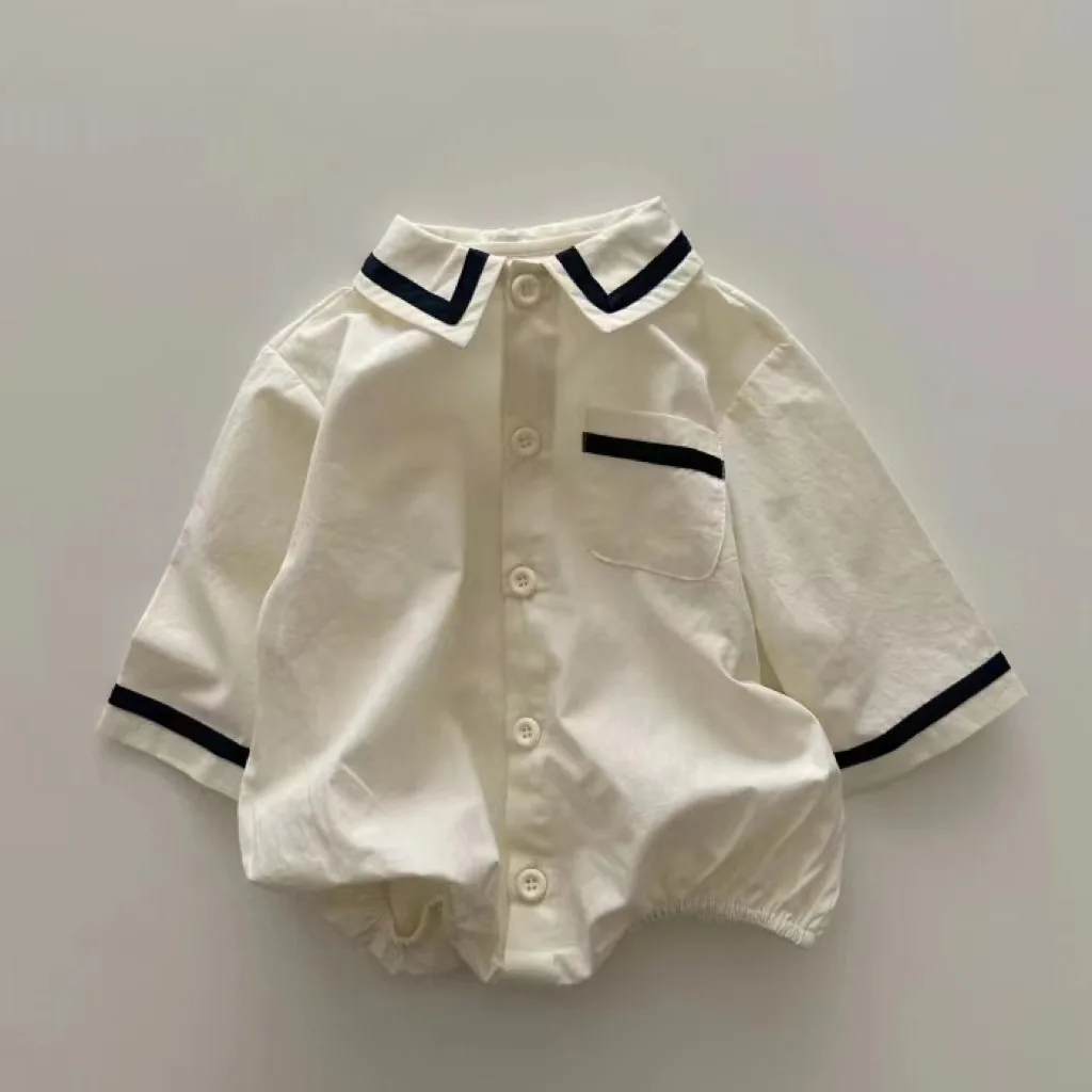 Body de manga larga para bebé, mono de solapa de estilo Naval para recién nacido, ropa de algodón con bolsillo de 0 a 24 meses, novedad de otoño,