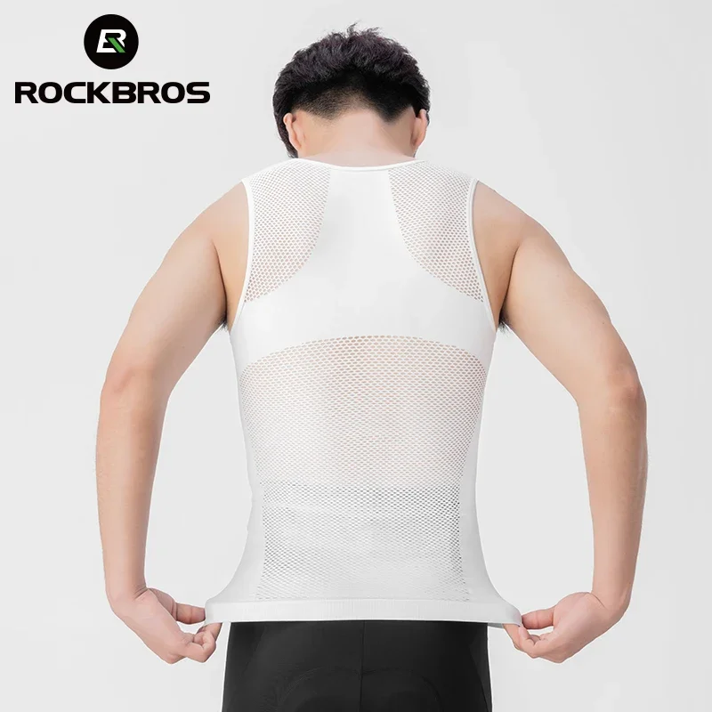 ROCKBROS Cycling Base Layer Sleeveless Cycling Vest High Elastic Bicycle Vest Quick Dry Undershirt Breathable Running Sport