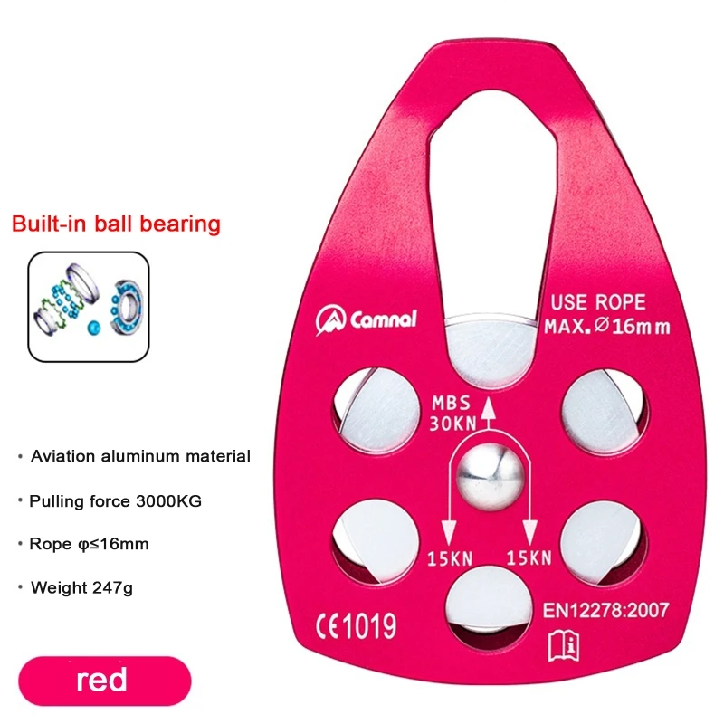 Polea cuerda escalada 30KN, polea rescate escalada certificada por aparejo montañismo, polea oscilante, trabajo rescate en alturas