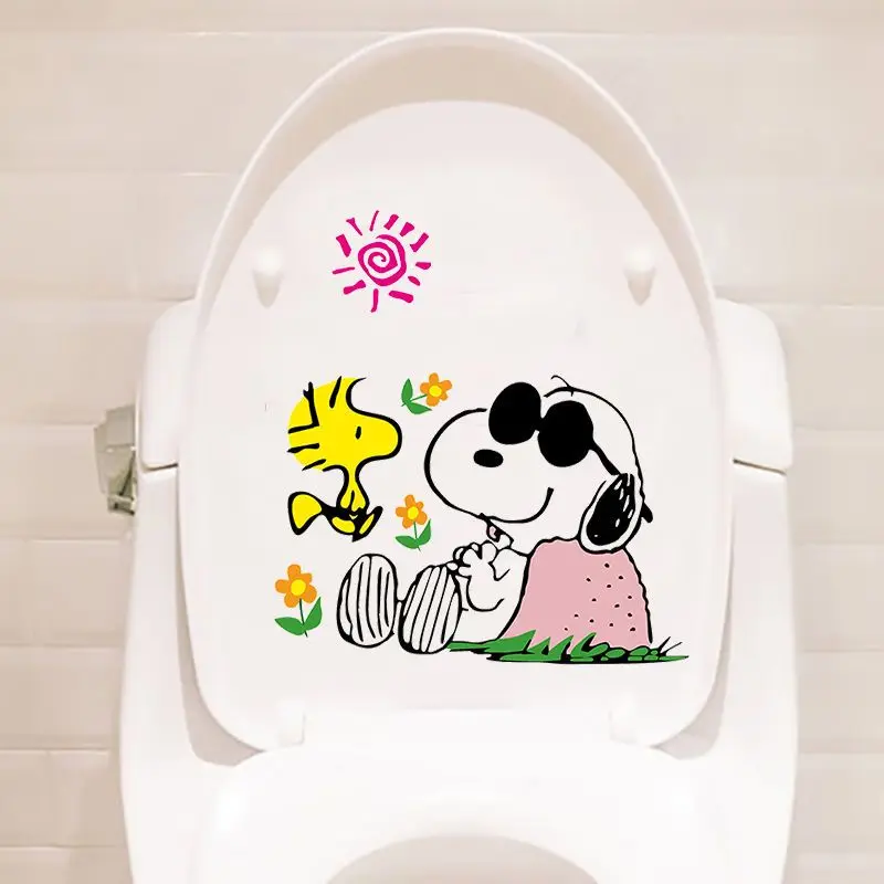 Snoopy Cartoon Animação Decoração Adesivo, Criativo Padrão De Cão Bonito, Assento Sanitário Impermeável Transparente, Periférico