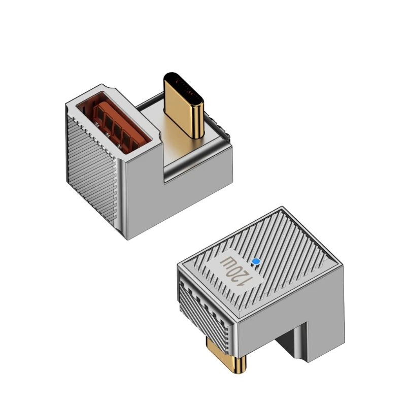 120W 6A USB Type C Adapters U-Shape Straight Angle Adapter Type C Male to USB Female 10Gbps Fast Data Converter Charging Adapter