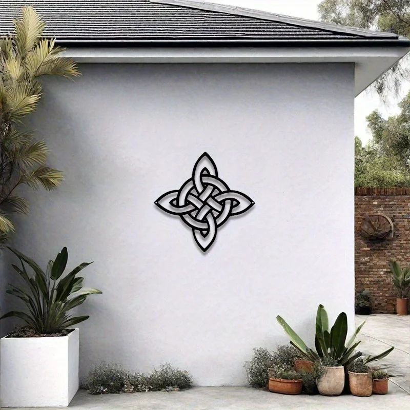 2D 1pc Decor for Kitchen, Coffee Area,Living Room & Office, Rustic Wall Decor Metal Vintage Celtic Witch Knot Metal Wall Art