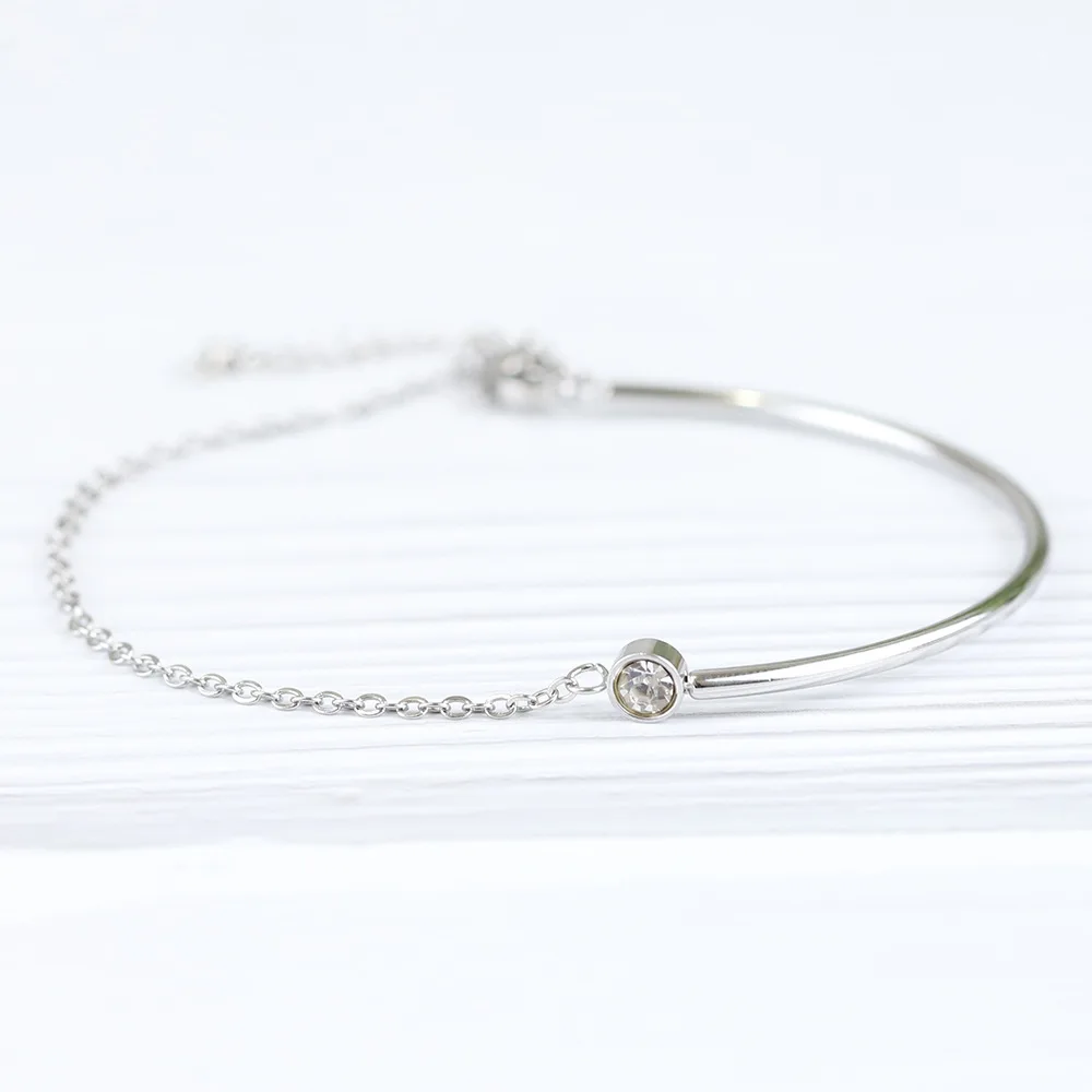 Niche personality simple everything stainless steel gold inset zircon chain bracelet for ladies Valentine\'s Day gift jewelry