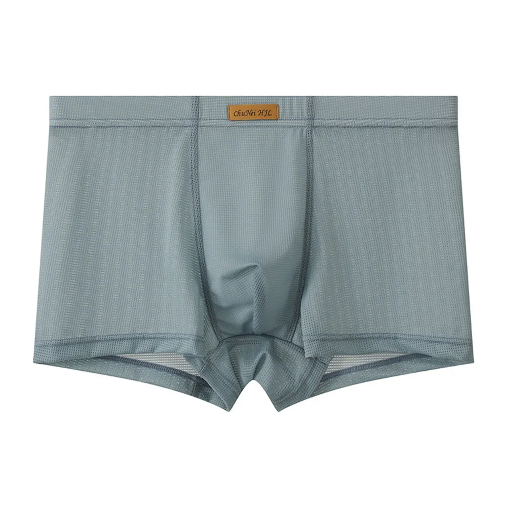Men Mesh Texture Soft Boxer Shorts Underwear U Convex Pouch Breathable Panties Male Breathable Comfortable Teen Shorts