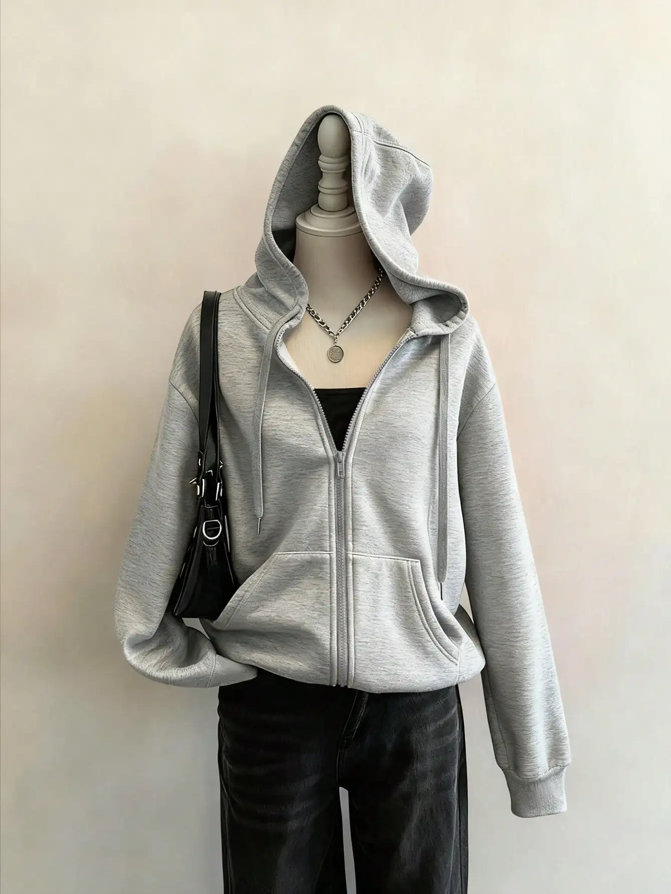 

Женская толстовка свободного кроя на молнии с карманами, повседневный ретро-стиль для осени/зимы