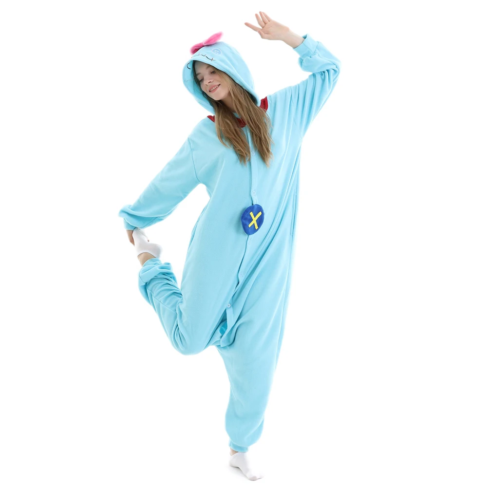 Adult  Animal Kigurumis Pyjamas Halloween Onesie For Women Men Blue Cartoon Pajama Homewear Cosplay Costume