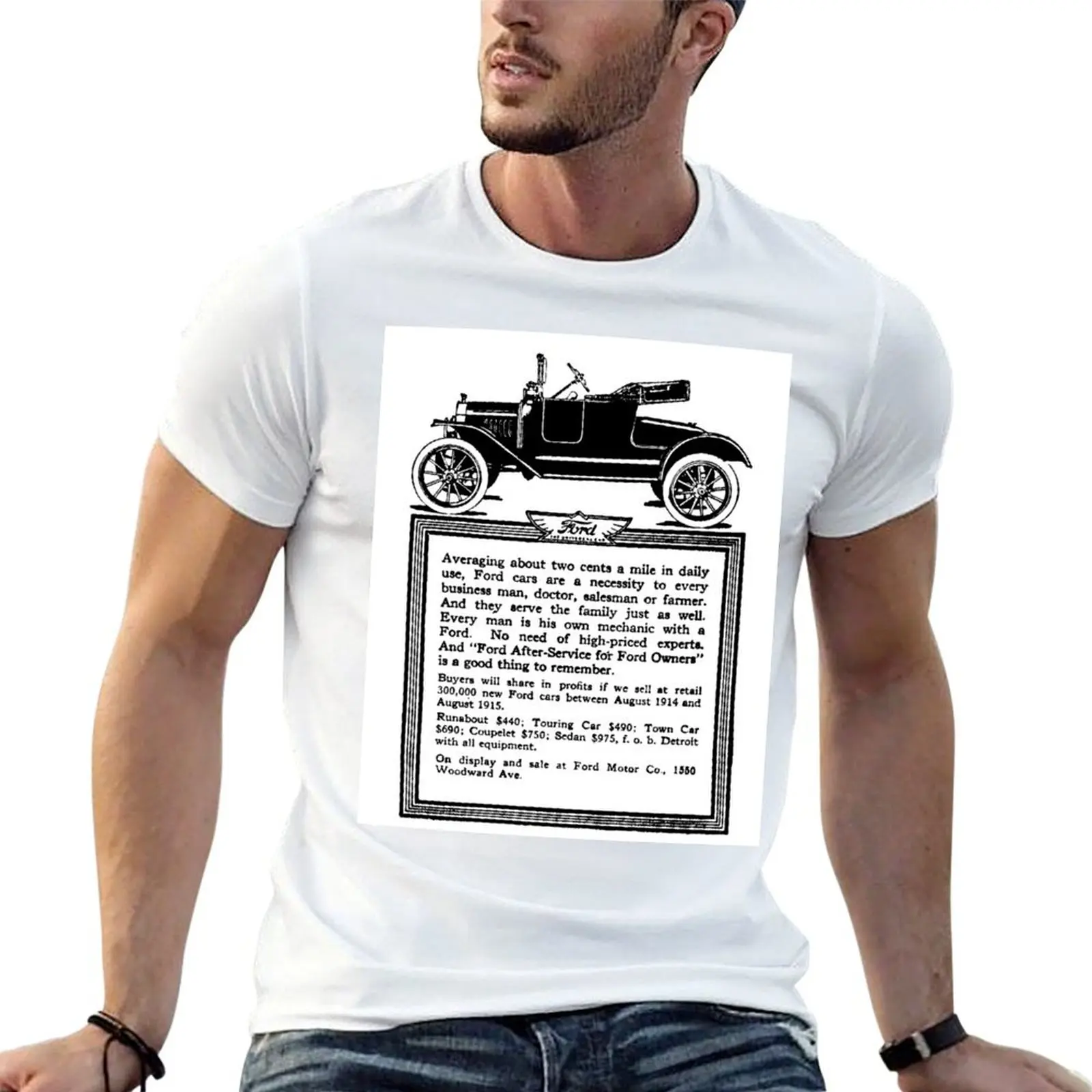 Model T Roadster Advertisement T-Shirt Casual Fashion Print Tee Top