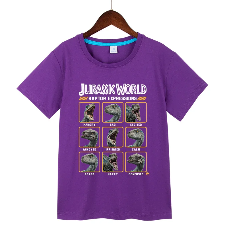 Jurassic World Two Blue Raptor Expressions T-Shirt Summer Cotton 100% Children T-Shirt Latest Fashion Casual Boy Girl Clothing