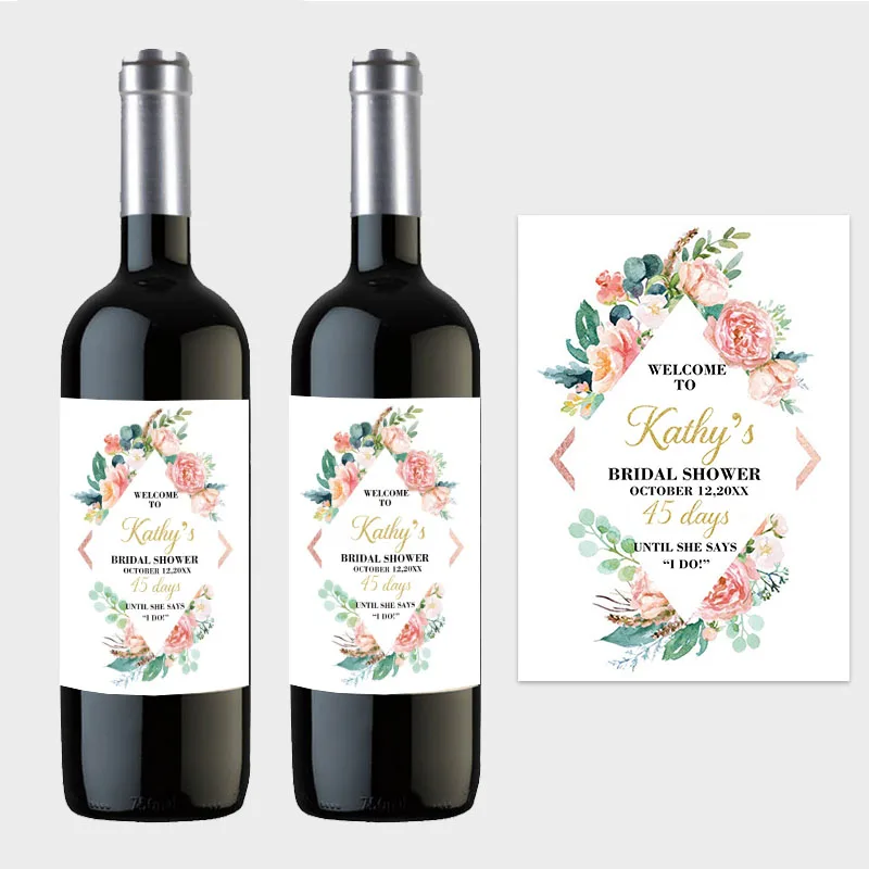 20pcs Custom Wine Bottle Labels Personalized Wedding Bridal Shower Birthday Decor Wine Stickers Bachelorette Party Supplies