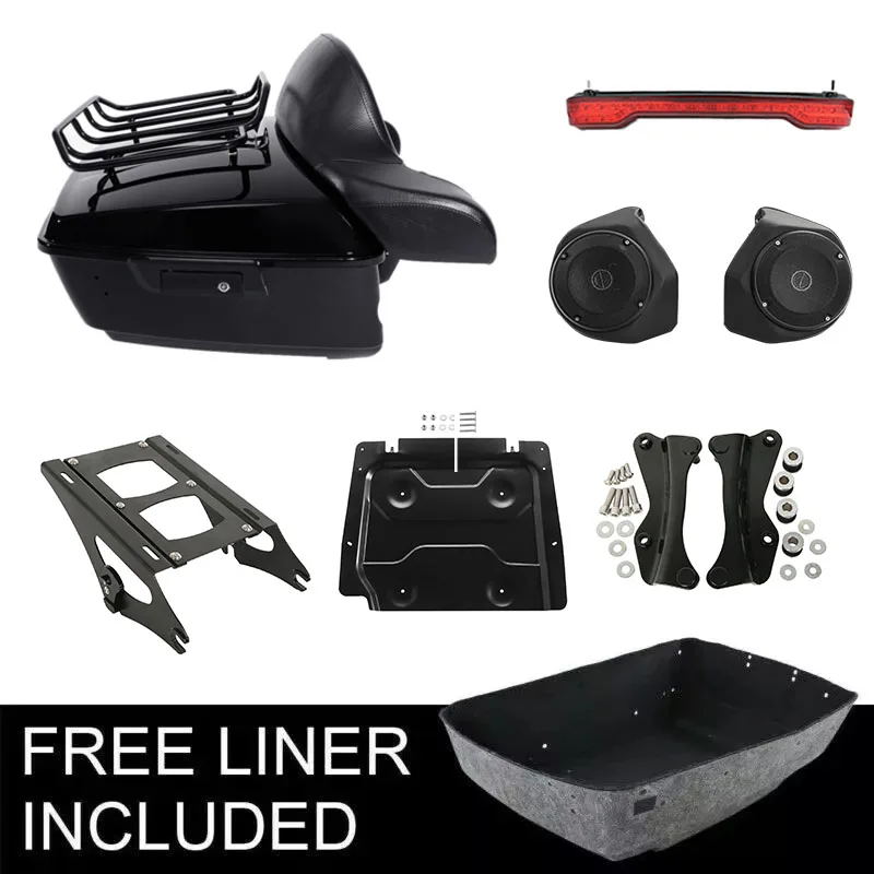 

Motorcycle King Trunk Rack Pad Speakers Tail Light For Harley Touring Street Glide Road Glide 2014-2025