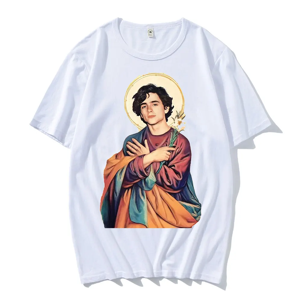 Timothee Chalamet Saint Men Fashion Top T Shirt Short Sleeve Retro 90s TV Fan Unisex Summer Trend Soft Casual Oversized T-shirt