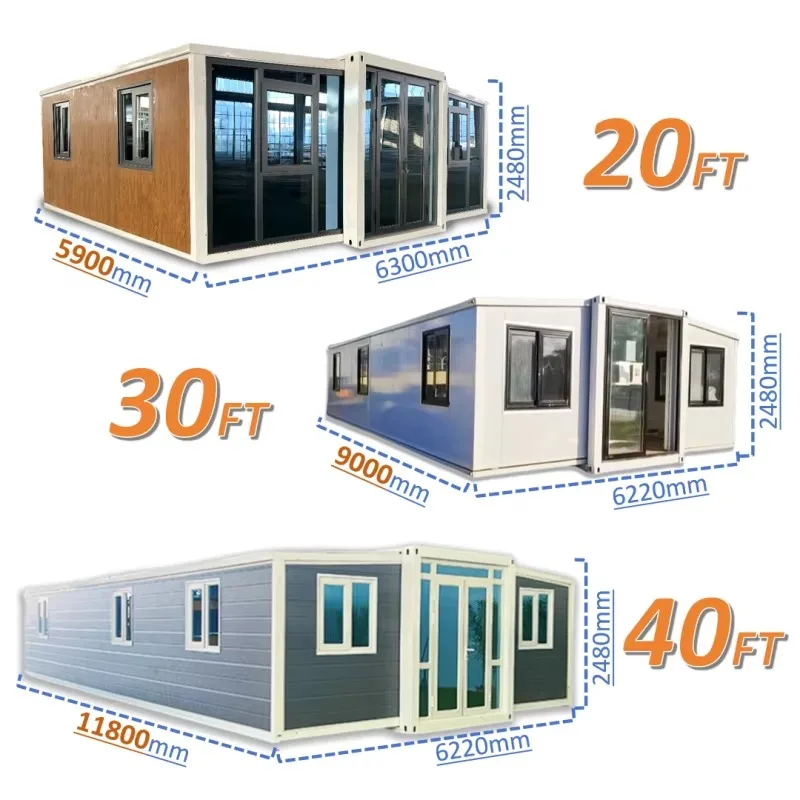 20Ft 40Ft الحديثة المحمولة توسيع منزل حديقة غرف الجاهزة الحاويات منزل بناء سريع الجاهزة المعيشة المنزل المحمول