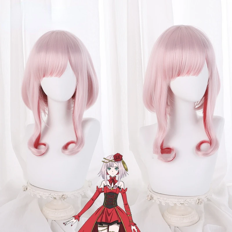 Anime takt op. Destino cosplay peruca destino rosa vermelho cabelo curto resistente ao calor fibra de cabelo + peruca livre boné dia das bruxas meninas