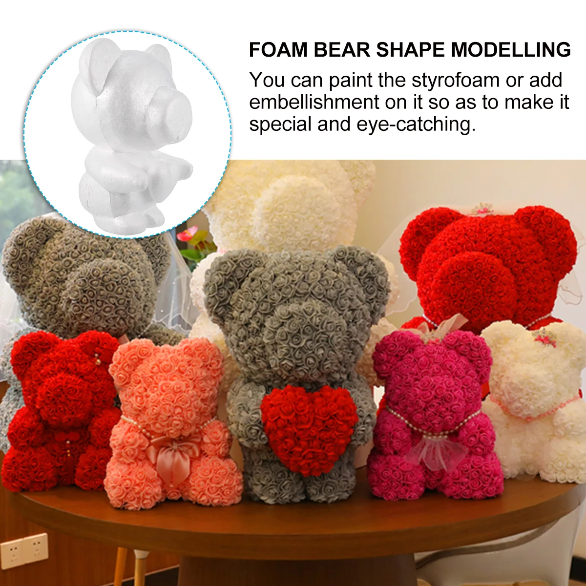 Schaummodell DIY Bärenform Polystyrolform Hochzeit Form Modellierung Weiß Handwerk