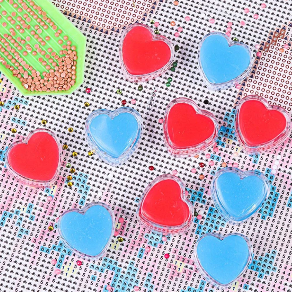 DIY Diamond Painting Glue Heart-Shape Storage Box Wax Mud Diamond Embroidery Tool Cross Stitch Accessories Kit