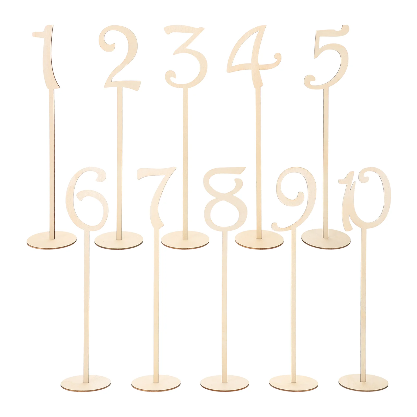 

10pcs 1-10 Wooden Table Numbers with Holder Base for Wedding or Home Decoration (Wood Color) Table number with base