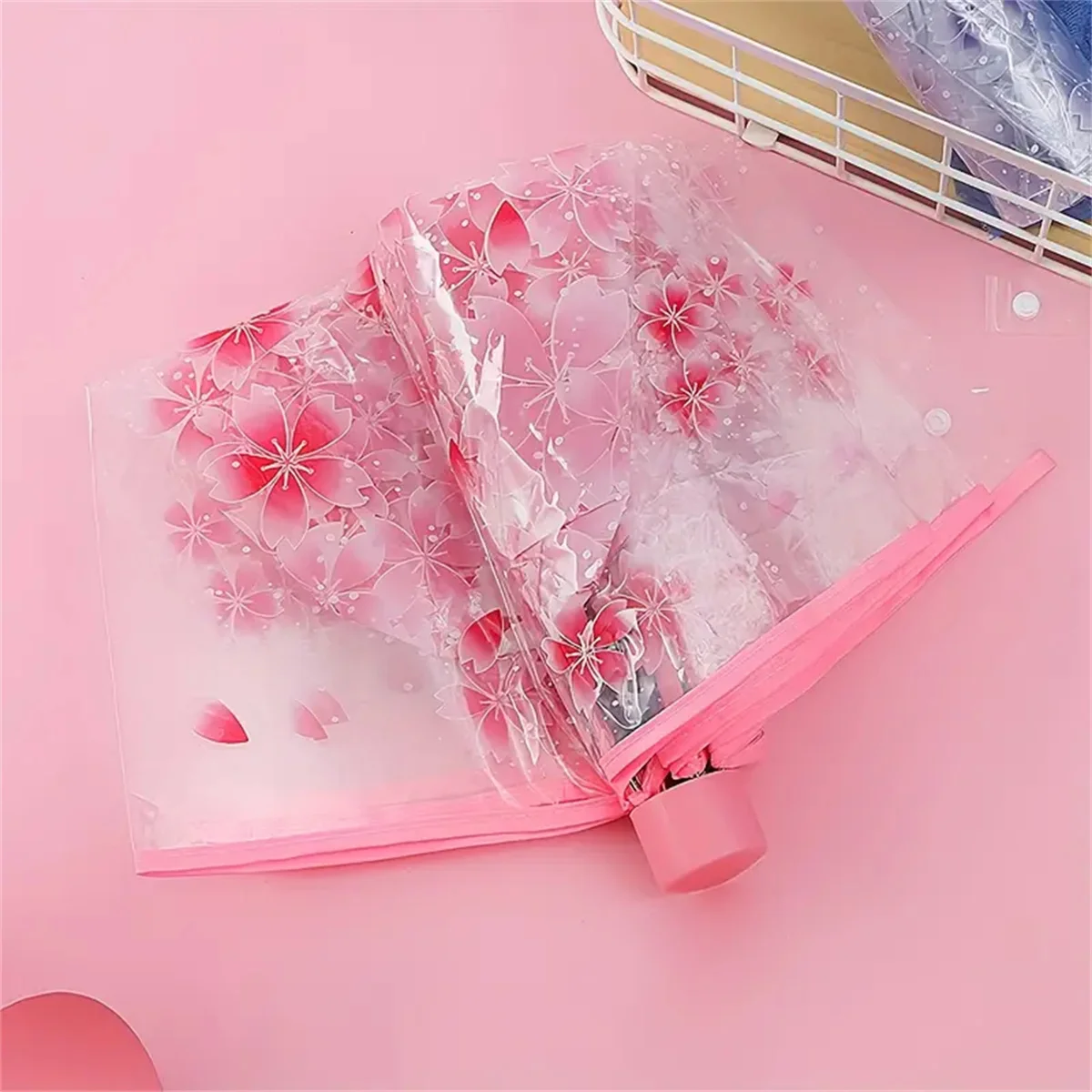1 Piece of Romantic Cherry Blossom Pattern Pvc Material Transparent Umbrella, Suitable for Street Photography, Daily Work Clothing, Women's Umbrella, Multiple Colors Available image 4