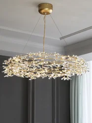 Nowoczesne kryształowe żyrandole sufitowe LED Firefly Lampy wiszące Lustre Branch Lampy wiszące do salonu Jadalnia Oprawy oświetleniowe