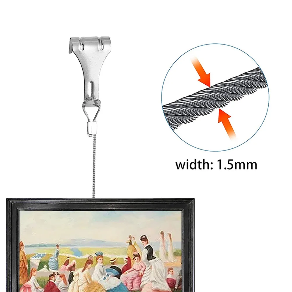 Picture Hanging Hooks Hanging Wire Hanger Frame Kit Steel Stainless Adjustable Light Hook DIY Hanging Cord Pictures Hanger