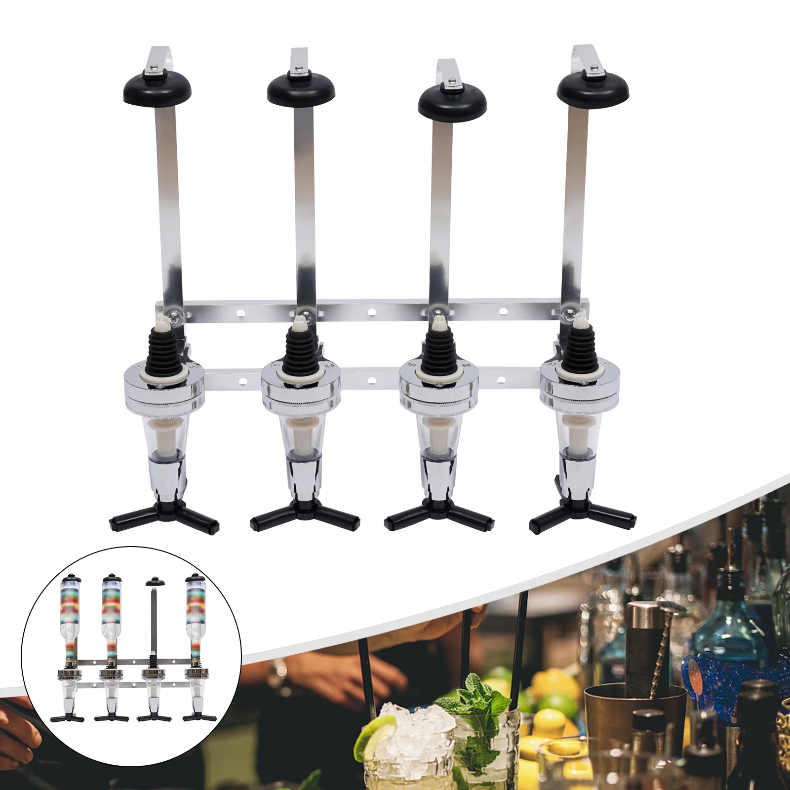 Wall Mounted 4 Bottle Wine Liquor Dispenser Rack Beer Alcohol Stand Holder Bar Kitchen Cocktail Beer Bottles Beverage Wall Shelf