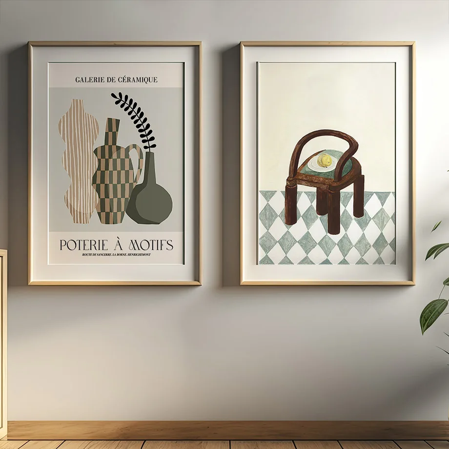 Abstract Girl Book Daisy Flower Fruits Geometry Posters Prints Canvas Painting Minimalist Wall Art Pictures Living Room Decor