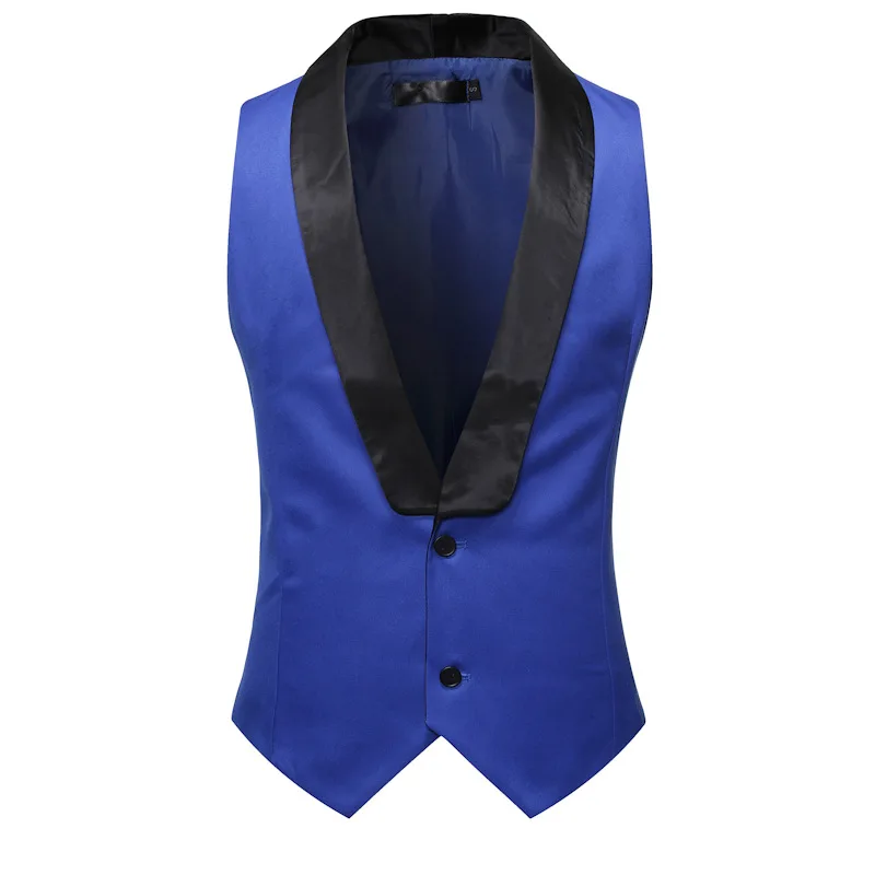 H829 European size men's green shawl collar contrast vest men's suit dress sleeveless vest