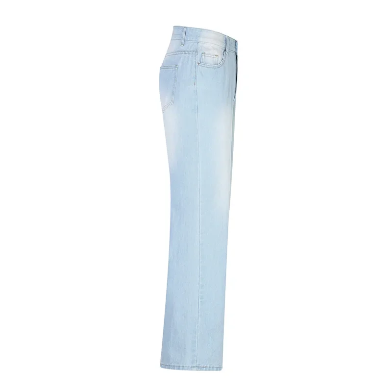 Fashion Loose Mid Waist Straight Jeans Women Daily Casual Commuter Denim Pants High Street Female Wide Leg Floor-length Trousers