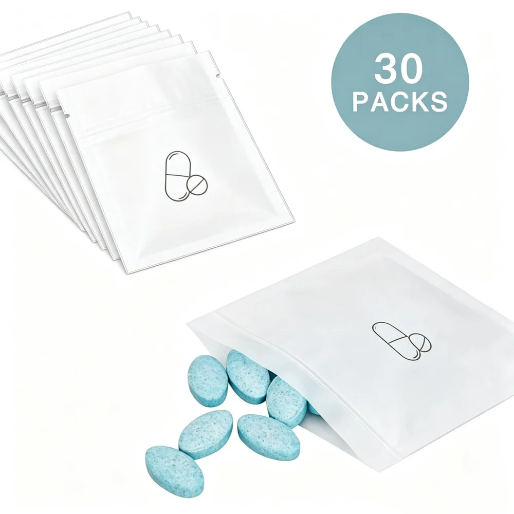 30pcs Pull-out Reusable Pill Pouch Bag Travel Medicine Organizer Dustproof Zippered Pill Pouch Moisture-proof Self Sealing
