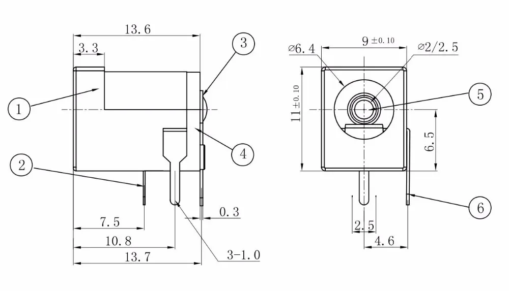 10Pcs Breadboard-Vriendelijke 2.1Mm Dc Vat Jack DC005