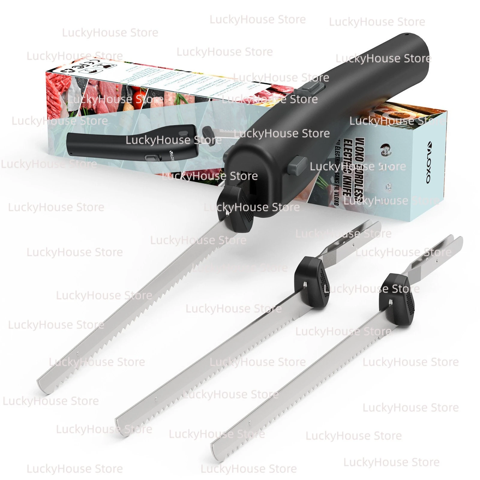 Electric Bread Knife Stainless Steel Serrated Slicer for Home Bakery Cake Pastry Bread Frozen Meat Food Cutting