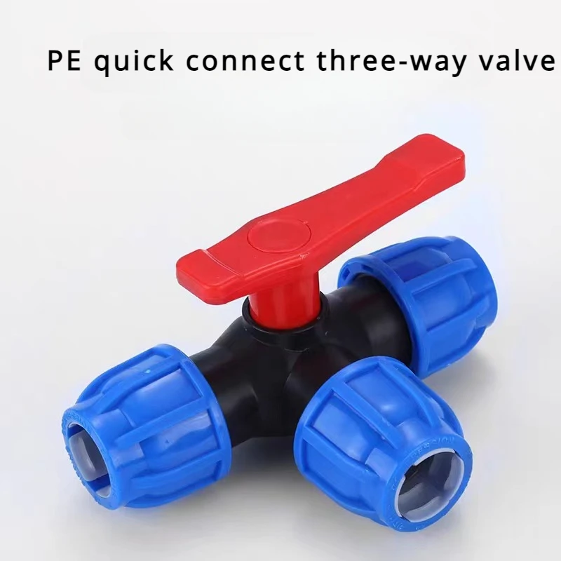 1pc PE pipe Joint accessories Fast Union joint T-shaped three-way valve Non hot melt fittings Garden Water Connectors