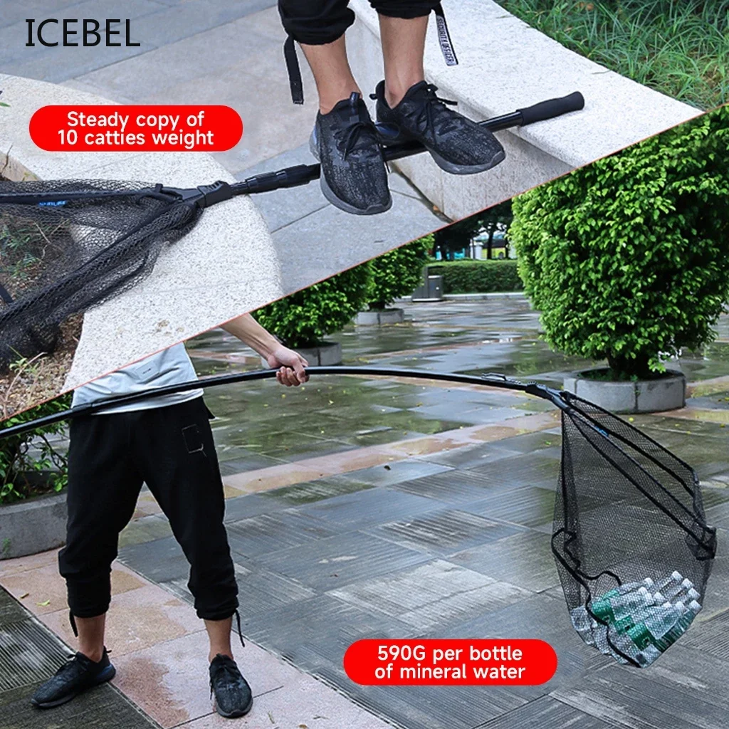 1.1M/1.8M/2.5M Folding Fishing Net Floating Fishing Net Foldable Fishing Landing  with Telescopic Rod Rubber Coat - view 5