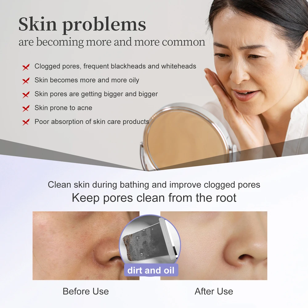 ANLAN Depurador de piel ultrasónico Peeling Facial Ultrasónico Lifting facial EMS Cuidado de la piel azul rojo Máquina de limpieza profunda de poros IPX7