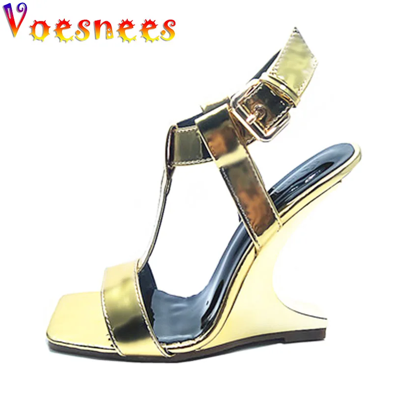 Summer 2022 New European And American High Heels Fashionable Wedges Super Stable Stage Sandals Model Party No Heel Women\'s Shoes