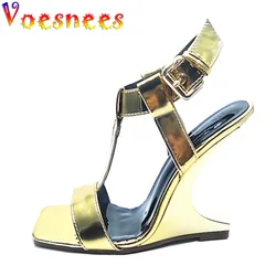 Summer 2022 New European And American High Heels Fashionable Wedges Super Stable Stage Sandals Model Party No Heel Women's Shoes