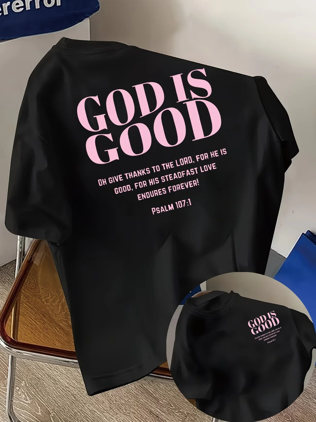 God Is Good Thank the Lord Print Tshirt Short Sleeve Crew Neck Casual Top for Summer Spring Women's Clothing