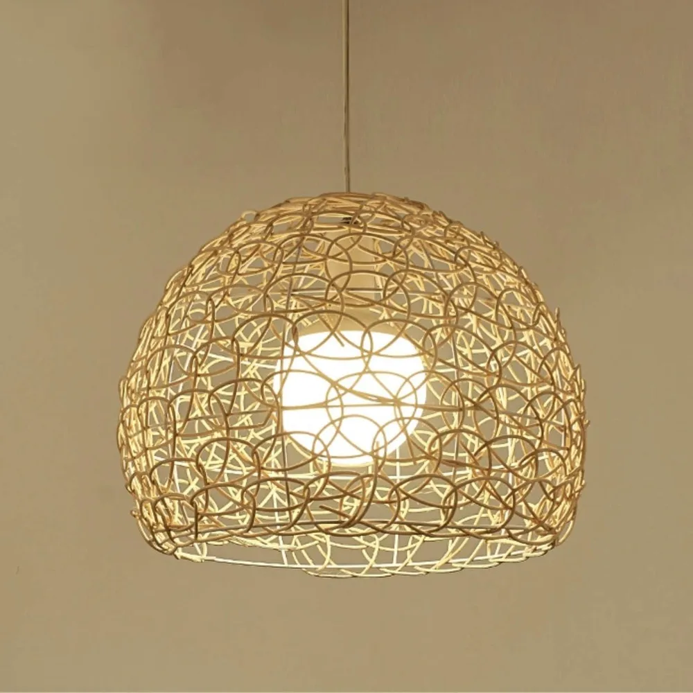

Handwoven Spherical Pendant Lamp Rattan Ceiling Light Rattan Hollow Chandeliers for Bar Cafe Loft Restaurant Living Room Bedroom