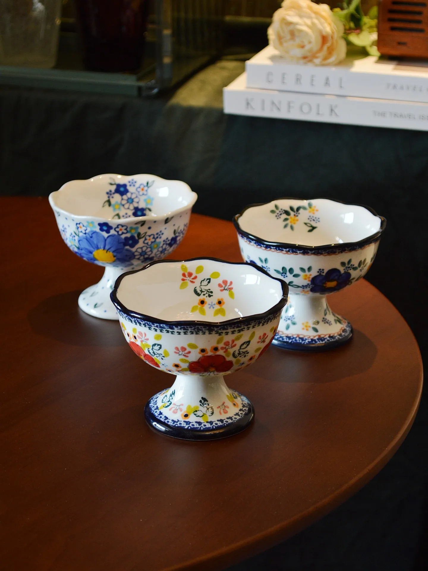 

Расписанная вручную высокая чаша для мороженого, сока, молочных коктейлей, десертная маленькая чаша, европейская керамическая чаша, стакан для напитков