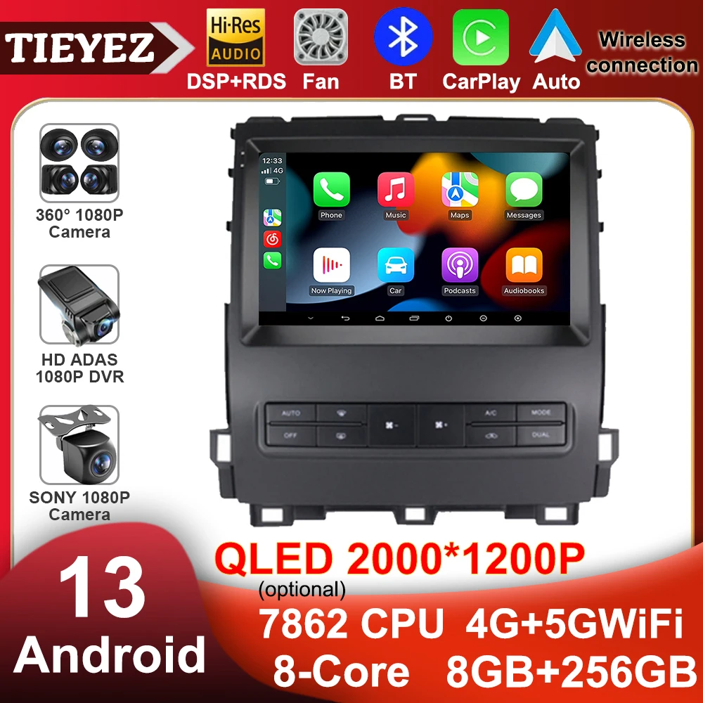 

For Lexus GX470 GX 470 J120 2002 - 2009 Android 13 For Toyota Land Cruiser Prado 120 BT WIFI Touchscreen Multimedia Autoradio